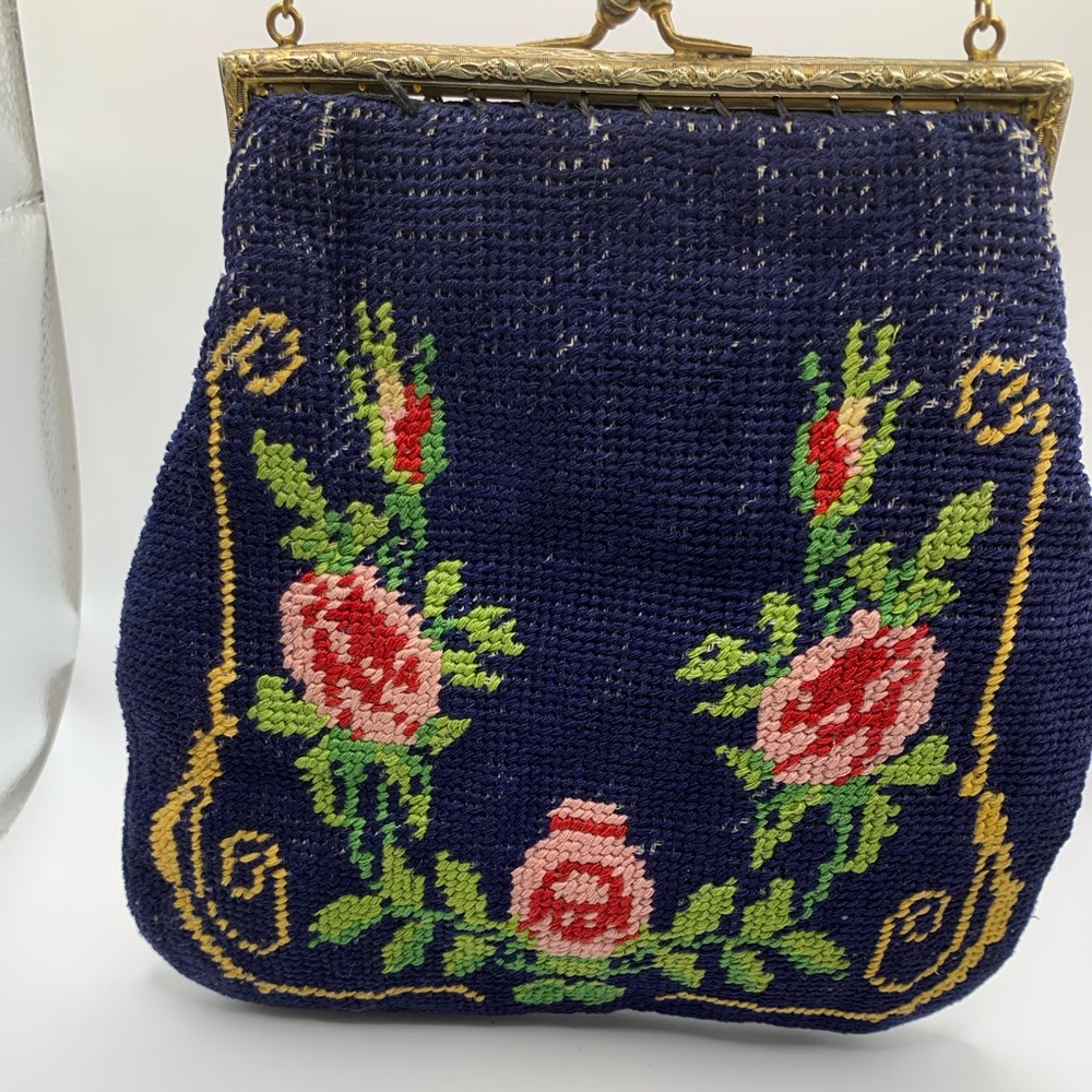 1930s Floral Needlepoint Tapestry Handbag - Picture 6 of 9